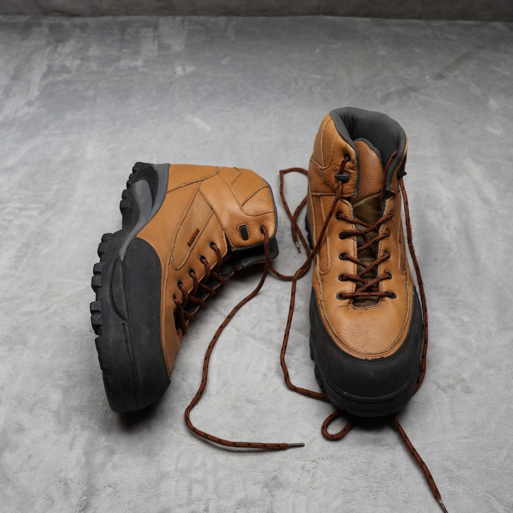 Hytest Mens 15 Wide Hiking Boots Brown Leather Rugged Steel Toe Hiker Wide Work